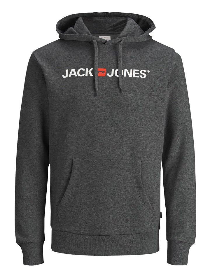 JACK & JONES Male Kapuzenpullover Logo Kapuzenpullover XS Grau (Dark Grey Melange/Reg Fit - Me), XS