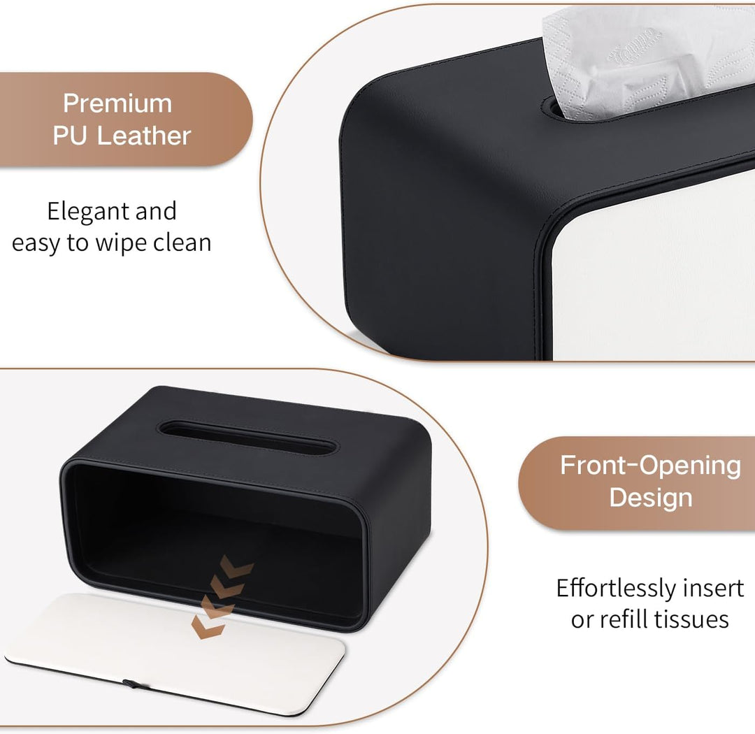 GORESE Taschentuchbox,Leder Rechteckige Kosmetiktücherbox Papiertaschentuchhalter Taschentuchspender