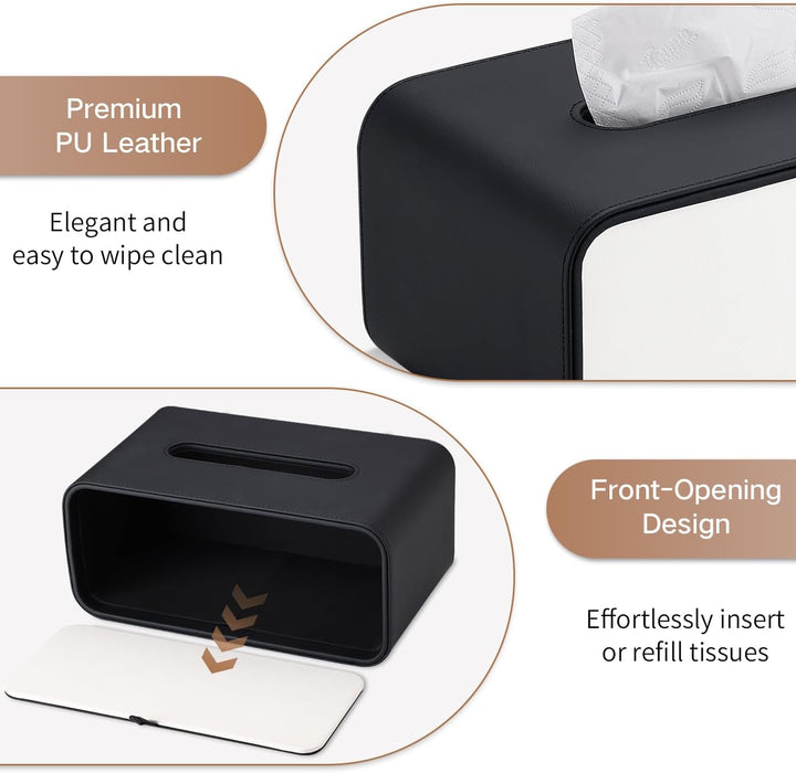 GORESE Taschentuchbox,Leder Rechteckige Kosmetiktücherbox Papiertaschentuchhalter Taschentuchspender