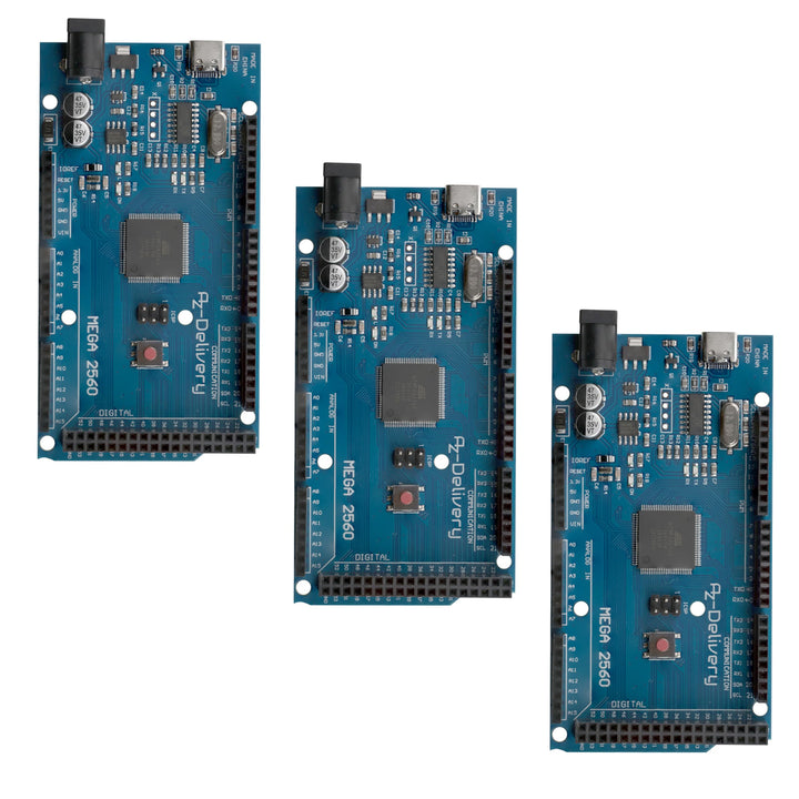 AZDelivery 3X AZ-MEGA2560-Board Mikrokontroller mit USB-C Anschluss Entwicklungsboard kompatibel mit