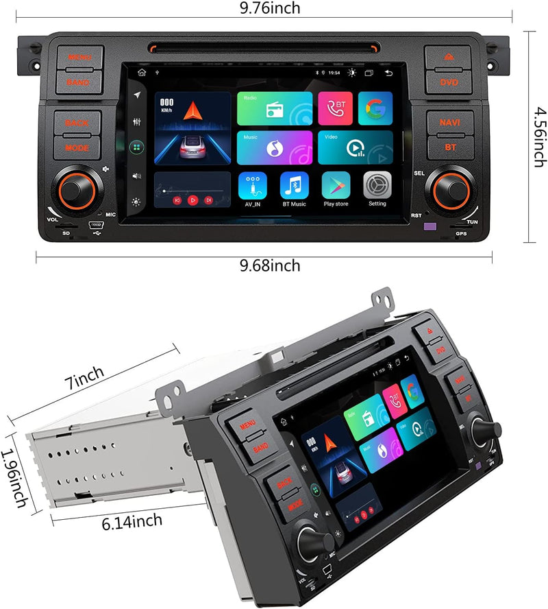 SWTNVIN Android 11 Auto Radio Stereo GPS Navigation passt für BMW E46 M3 Rover 75 MG ZT DVD Player A