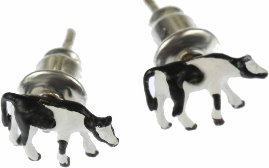Miniblings Kuh Kühe Bauernhof Ohrstecker schwarz weiss winzig - Handmade Modeschmuck I Ohrringe Stec