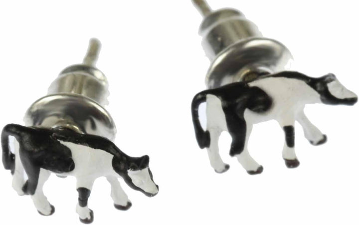 Miniblings Kuh Kühe Bauernhof Ohrstecker schwarz weiss winzig - Handmade Modeschmuck I Ohrringe Stec