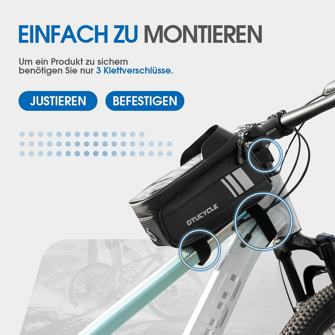 Fahrrad Rahmentasche Wasserdicht Universell für Handy 7zoll, Carbonfaser Lenkertasche Klein für ebik