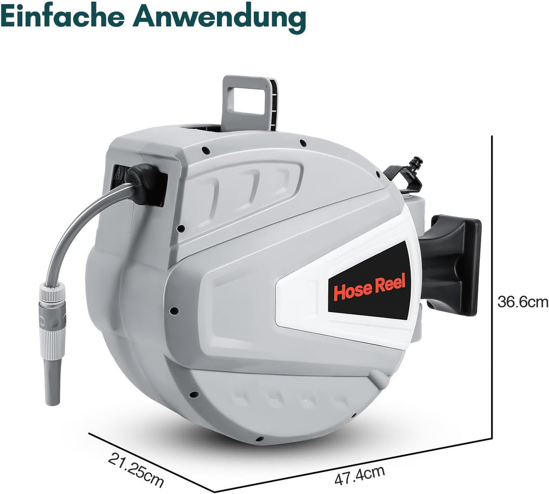 Schlauchtrommel Schlauchbox 20+2m, Automatik Schlauchaufroller 180°,Wand-Schlauchbox mit Handbrause