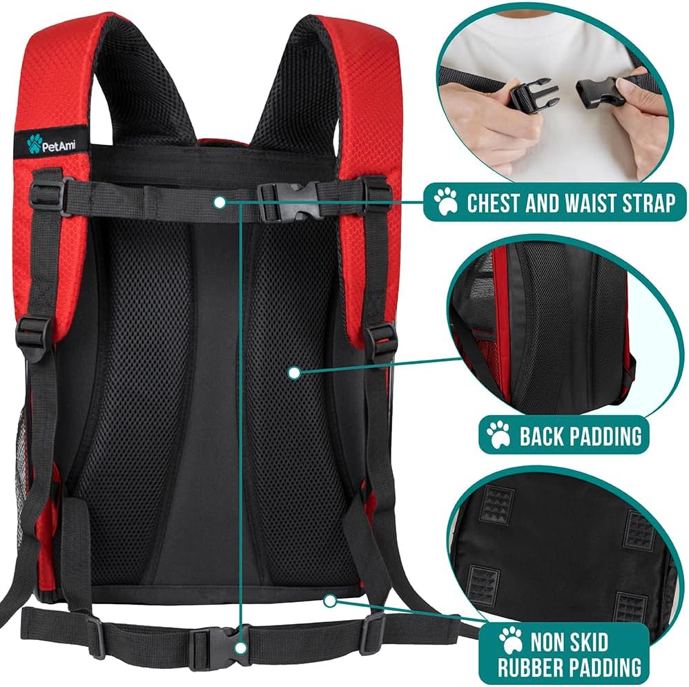 PetAmi Hunderucksack für kleine und grosse Katzen, Haustiere, Welpen, belüfteter Haustier-Wanderruck
