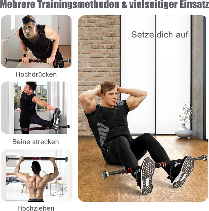 GOPLUS Klimmzugstange für Türrahmen ohne Schrauben, 65-100 cm verstellbare Trainingsstange mit Schlö