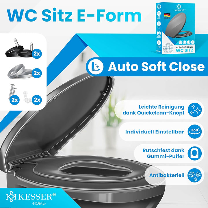 KESSER® WC Sitz mit Absenkautomatik Toilettendeckel Quick-Release-Funktion und Softclose - einfache