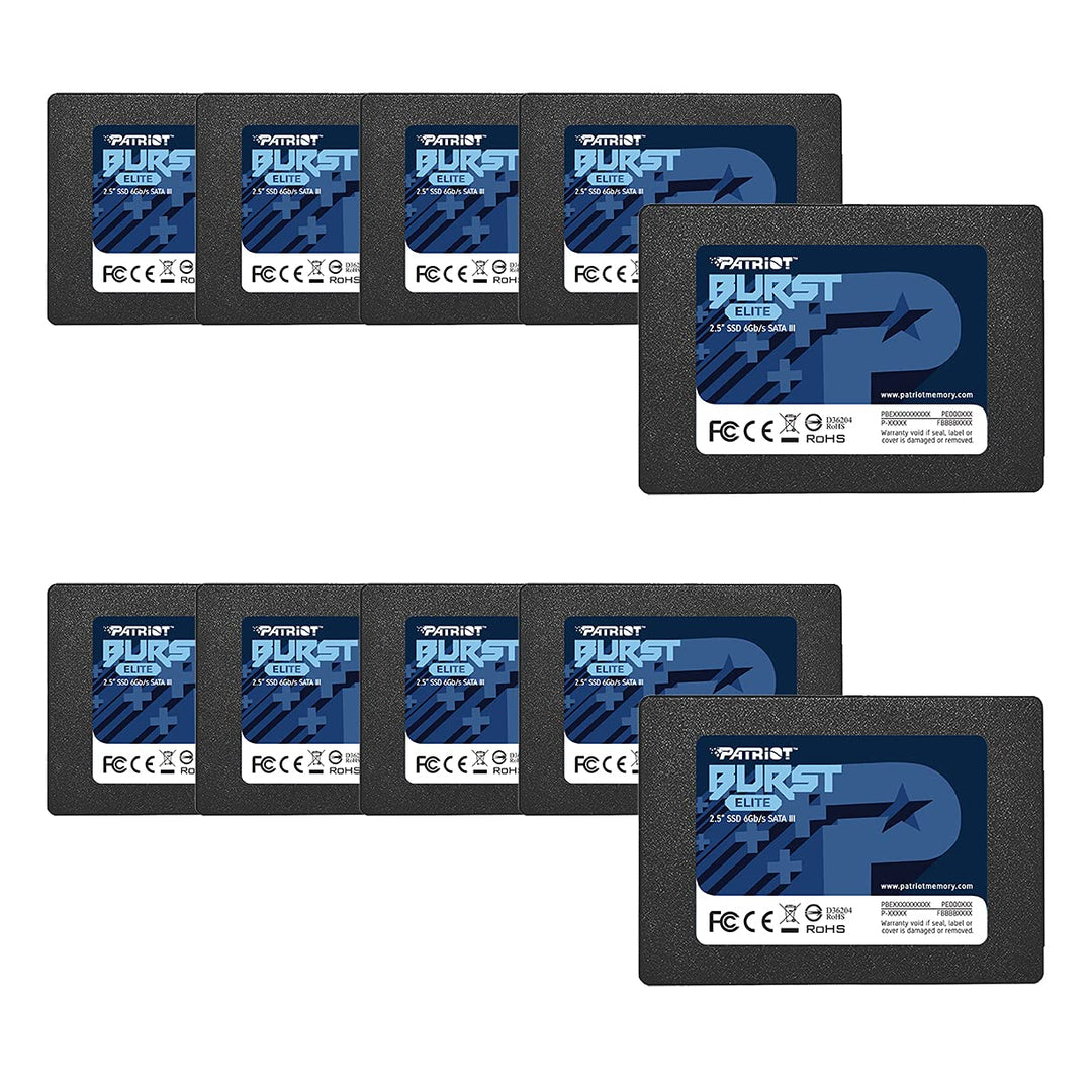 Pack 10 Stück SSD Solid State Drive SATA 3 2,5" Interner Patriot MEmor 120 GB Burst Elite 6 Gbps 120