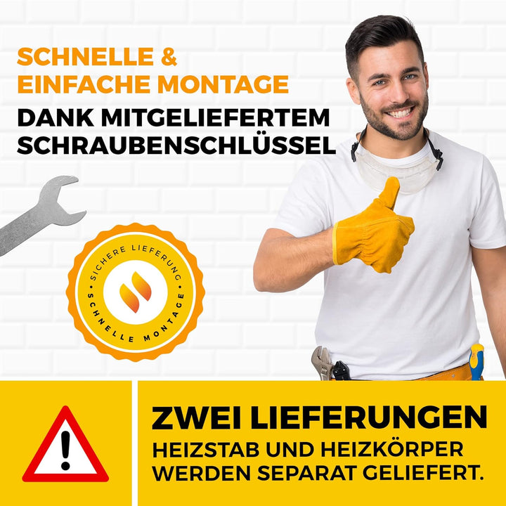 HEATSUPPLY Handtuchheizkörper elektrisch schwarz matt 1142x600mm Badheizkörper elektrisch mit Thermo