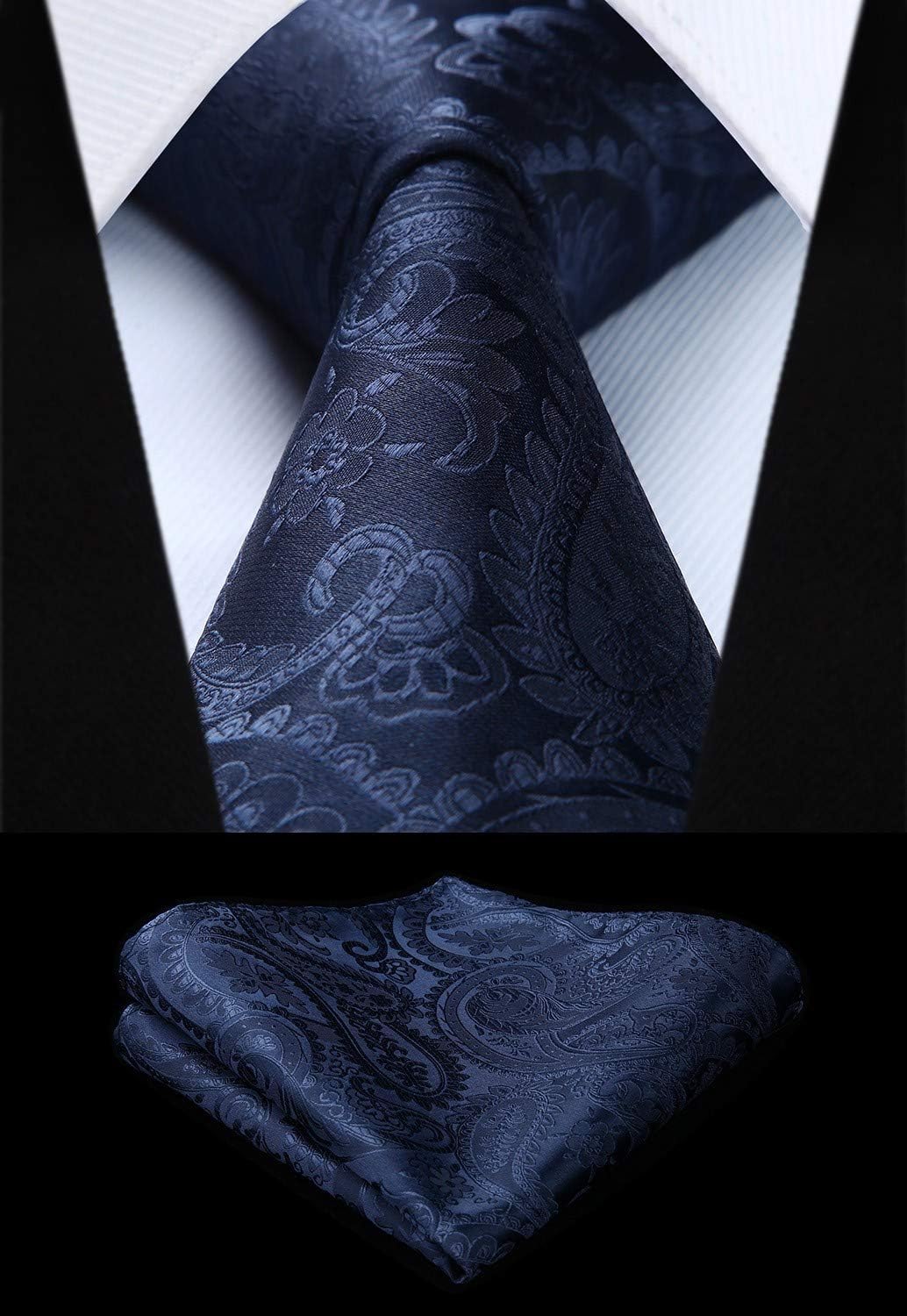 HISDERN Herren Weste Paisley Floral Jacquard Krawatte Einstecktuch Taschentuch Weste Anzug Set XL Ma