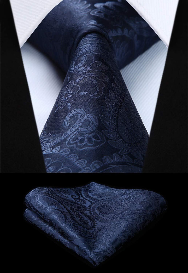 HISDERN Herren Weste Paisley Floral Jacquard Krawatte Einstecktuch Taschentuch Weste Anzug Set XL Ma