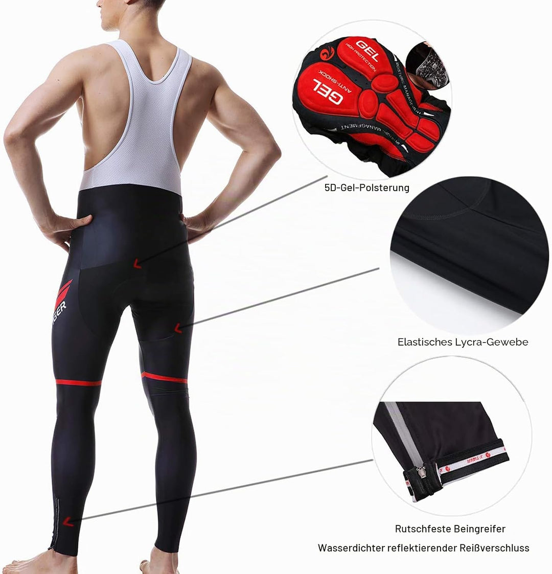 X-TIGER Herren Langarm Radtrikot Set Winter Radsportanzüge mit 5D Gel Gepolsterten Trägerhosen Herbs