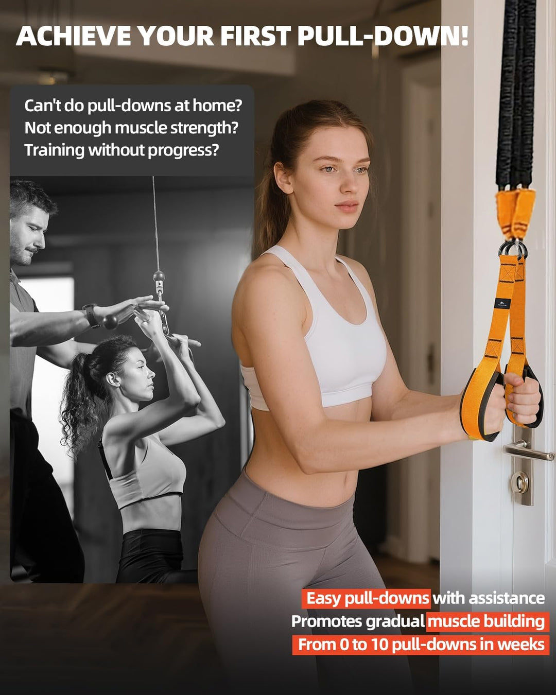 Abahub Trizeps Band Set mit Türanker Verstellbar Tricep Pull Down Fitnessband für Zuhause, Armtraini