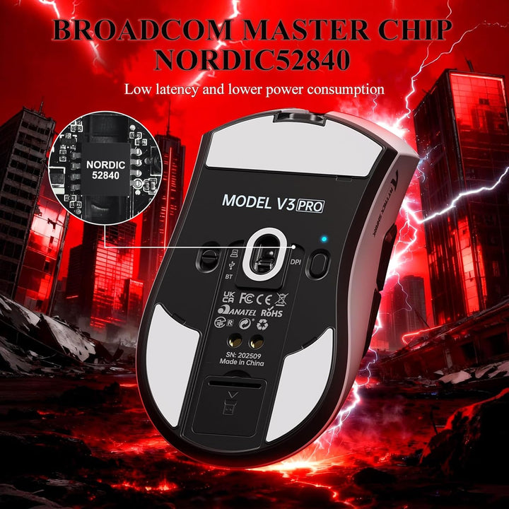 MAMBASNAKE x Attack Shark V3PRO Kabellose Gaming-Maus mit Magnetischer Ladestation, PAW3311-Sensor,