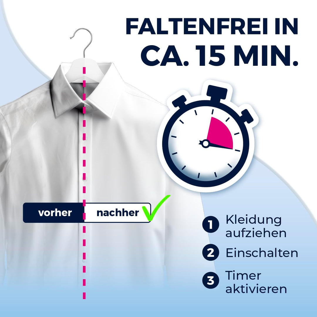CLEANmaxx Hemdenbügler kompakt für Reisen | Trocknet und glättet Hemden & Blusen und ersetzt Bügelei