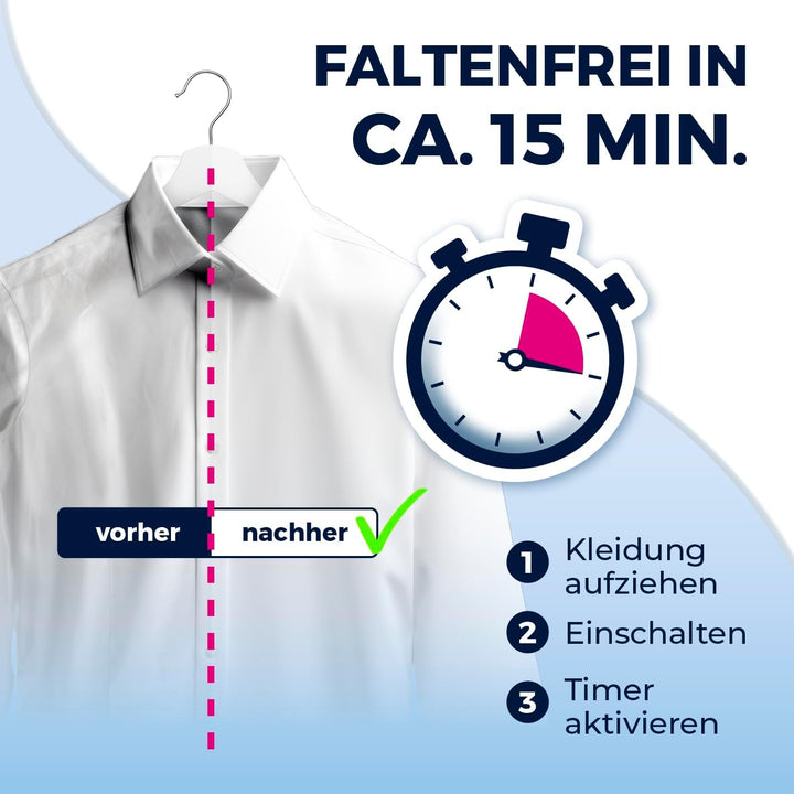 CLEANmaxx Hemdenbügler kompakt für Reisen | Trocknet und glättet Hemden & Blusen und ersetzt Bügelei