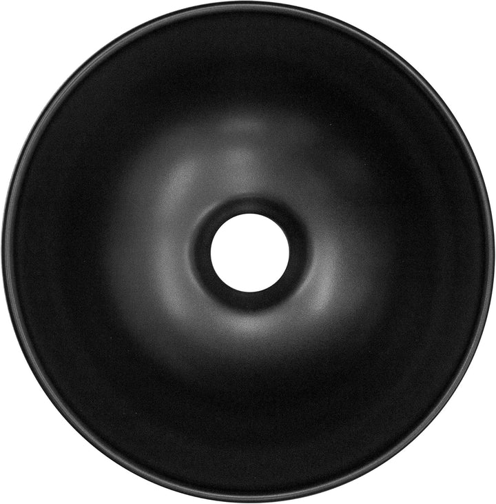 ML-Design Waschbecken aus Keramik in Schwarz matt Ø 280 x 150 mm mit Ablaufgarnitur, Runde Aufsatzwa