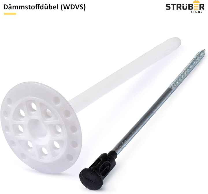 STRÜBER WDVS SET (Ø10x120mm Dämmstoffdübel mit Metalldorn 200St + Mineralwolle Rondelle 200St + Meta