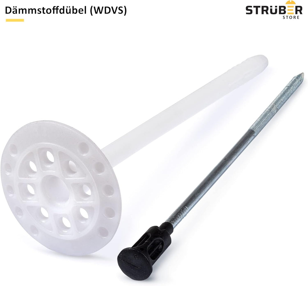 STRÜBER WDVS SET (Ø10x120mm Dämmstoffdübel mit Metalldorn 400St + Mineralwolle Rondelle 400St + Meta