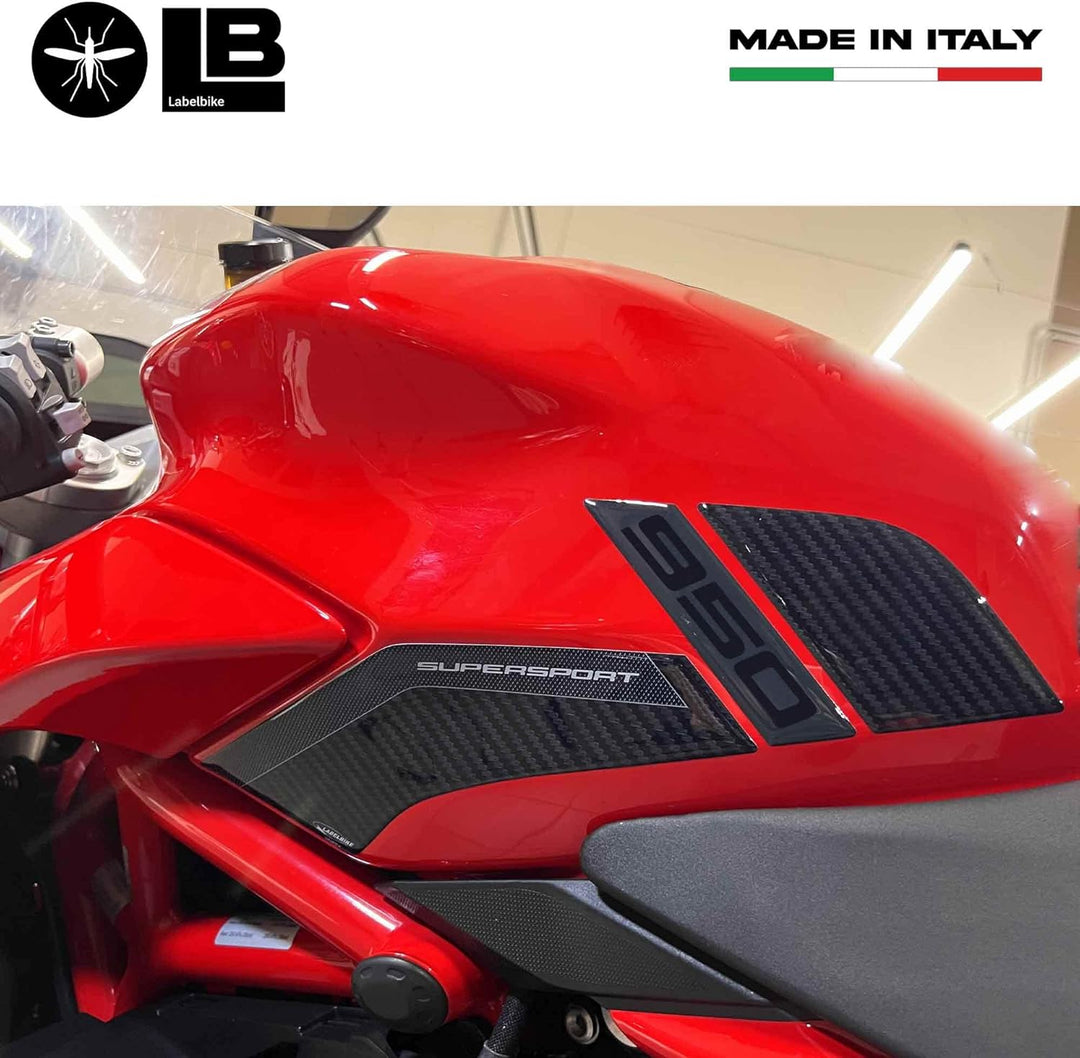 labelbike - 2 Motorrad Tankseiten Schutz Aufkleber aus 3D Gelharz kompatibel mit Ducati Supersport 9