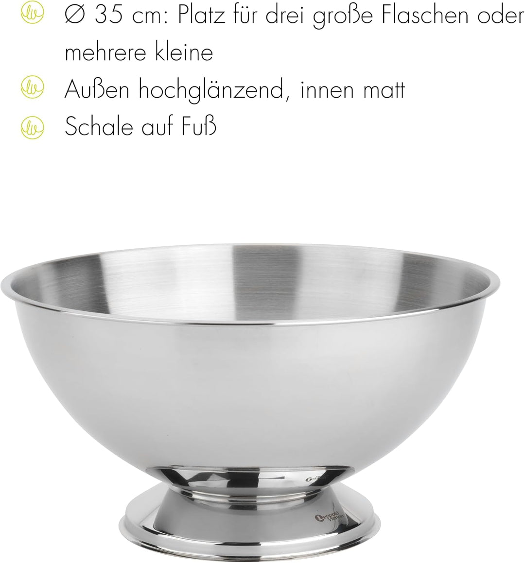 Leopold Vienna Champagnerschale Classic II Edelstahl Ø35x19cm, 304, Silber, 1 Stück (1er Pack), Klas