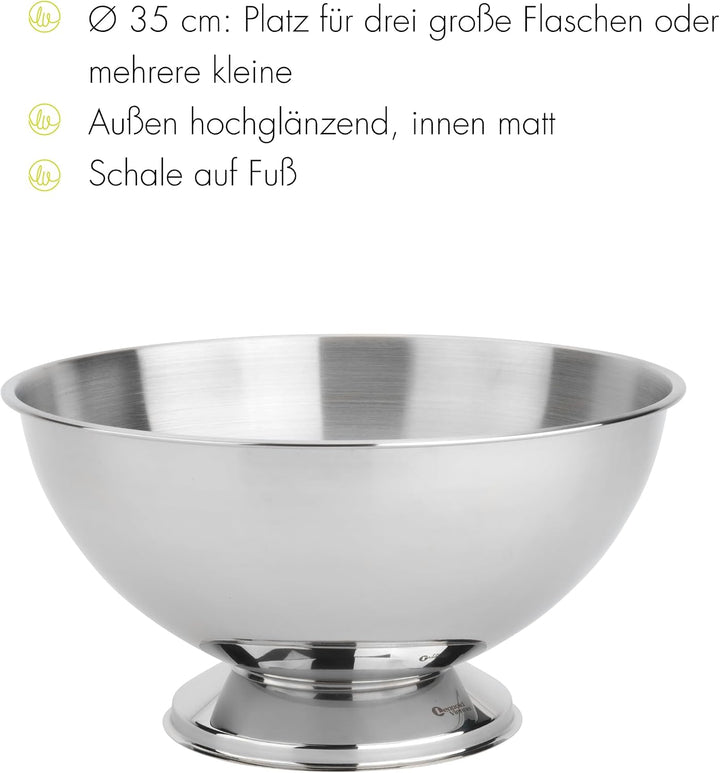 Leopold Vienna Champagnerschale Classic II Edelstahl Ø35x19cm, 304, Silber, 1 Stück (1er Pack), Klas