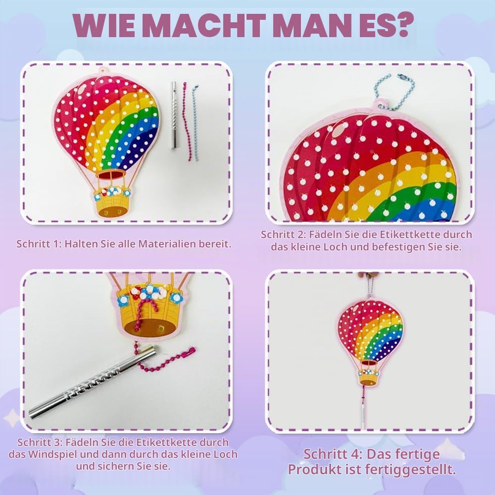 JOYVOVO Poke Art Bastelset Mädchen ab 6 Jahre, Einhorn DIY Kreativset mit 9 Mustern &amp; 600+ Stoffen,