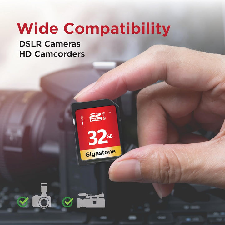 GIGASTONE 32GB SDHC Speicherkarte 10er-Pack, UHS-I U1 Klasse 10, bis zu 80 MB/Sek. für Digitalkamera