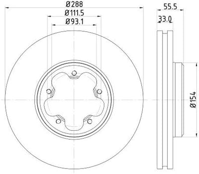 HELLA PAGID 8DD 355 120-111 Bremsscheibe - 55606 - 288mm - 33mm - Innenbelüftet - für u.a. FORD