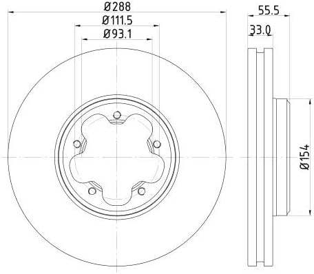 HELLA PAGID 8DD 355 120-111 Bremsscheibe - 55606 - 288mm - 33mm - Innenbelüftet - für u.a. FORD