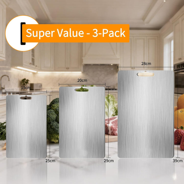 3 Stücke Titan Schneidebrett, BPA-freies Doppelseitiges Lebensmittel Titanium Cutting Board, Gewährl