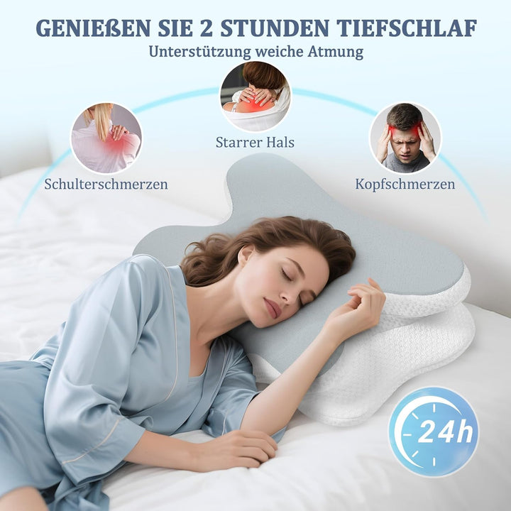 Nackenkissen - Orthopädisches Kopfkissen aus Memory Foam, Ergonomisches Kopfkissen gegen Nackenschme
