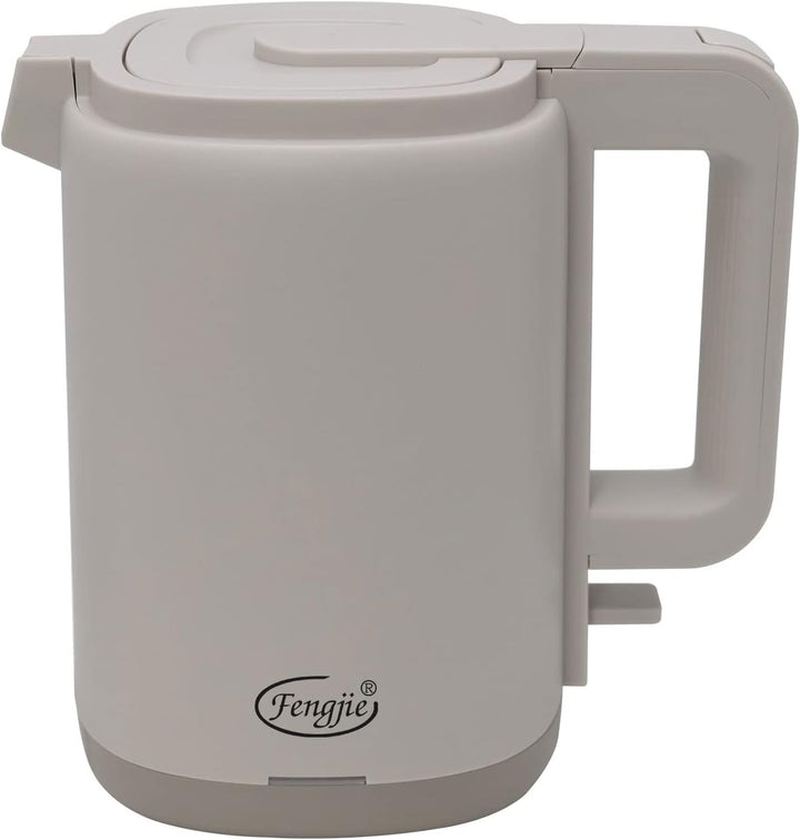 FENGJIE 0,8l Edelstahl Wasserkocher Camping Reisewasserkocher 1360W Kabellos Doppelwand-Design Teeke