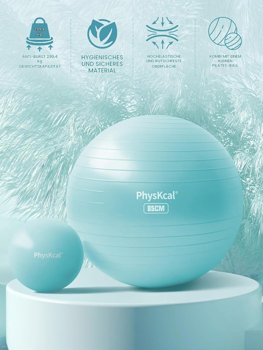 Gymnastikball und 23 cm Pilatesball Set, Anti Burst Gymnastikball, Anti-Rutsch-Sitzball, Balanceball