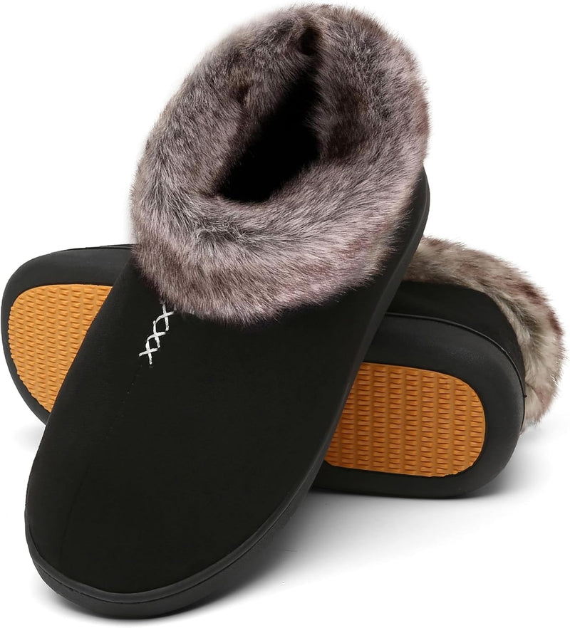 Mishansha Damen Winter Rutschfest Warme Hausschuhe Memory Foam Plüsch Pantoffeln, Gr.36-43 43 EU Nac