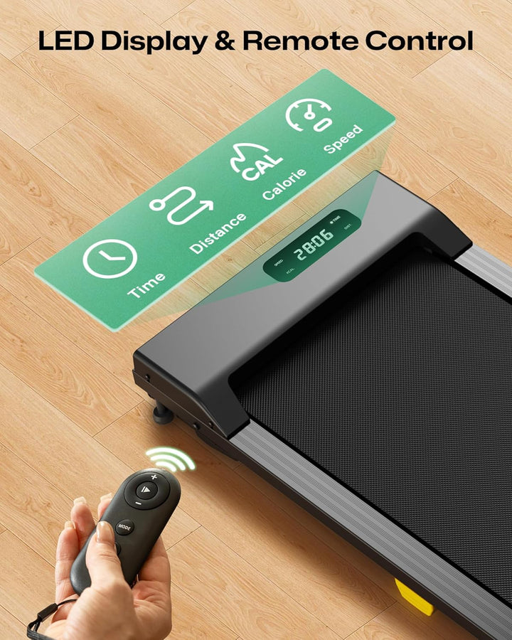 Walking Pad mit 9% Steigung, Laufband Klappbar mit Sicherheitsgriff, One-Touch-HIIT-Modus, Gehen, Jo