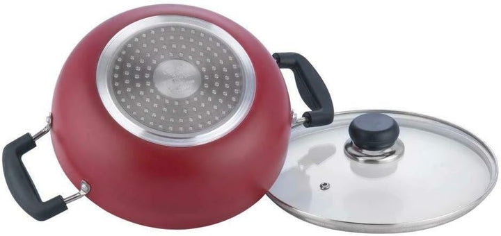 Vinod Zest Inducto Kadai mit Deckel, antihaftbeschichtet, induktionsfreundlich, Grösse: 28 cm Size: