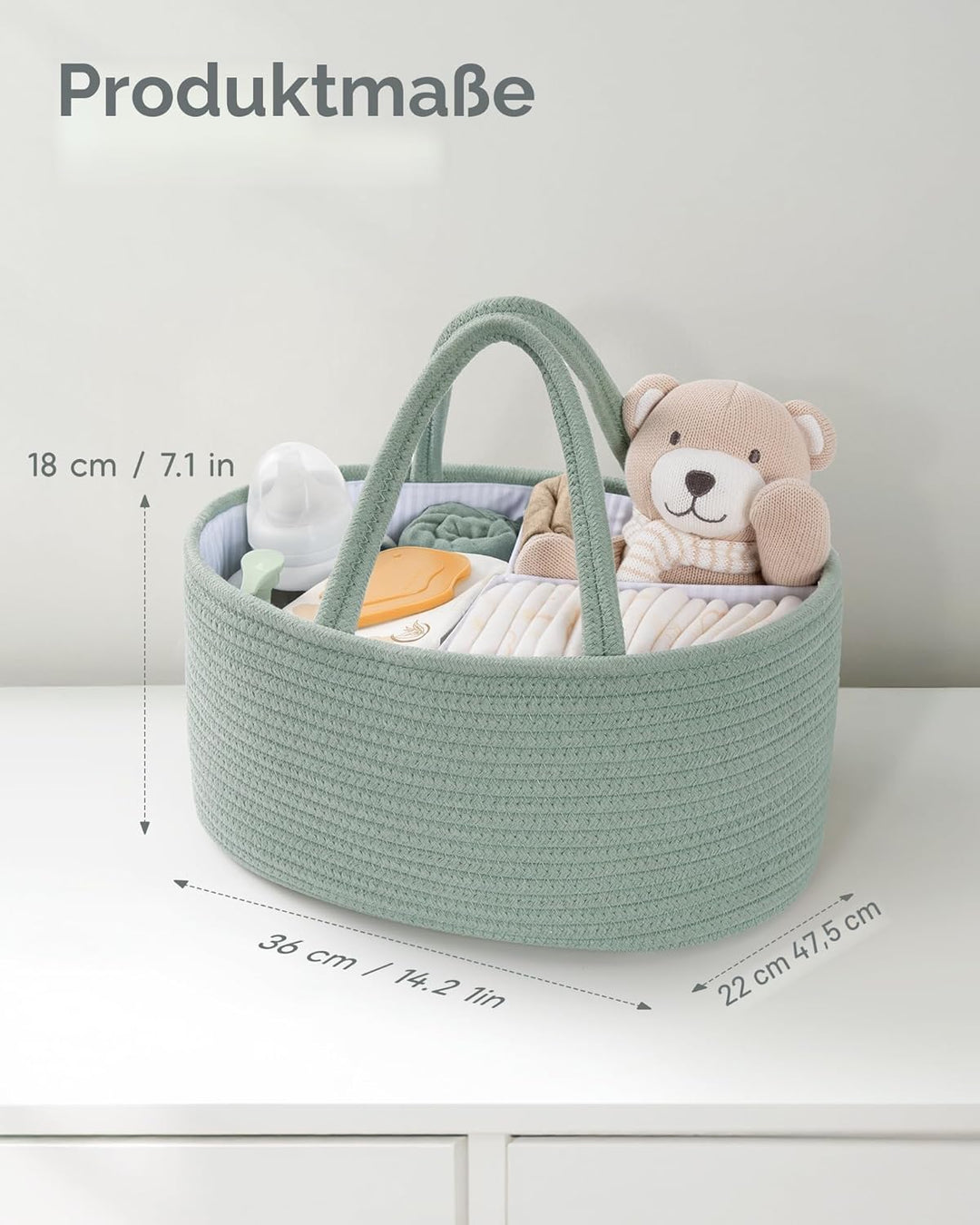 Maliton Wickeltisch Organizer，Baby Organizer Korb，Aufbewahrungskorb für den Wickeltisch，Windel Caddy