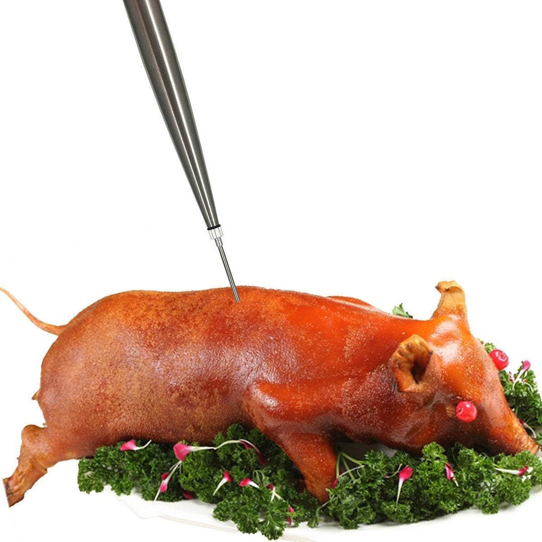 Home Servz 304 Edelstahl Bratenspritzen,Injektor-Nadel Und Reinigungsbürste, schwarze Gummikugel