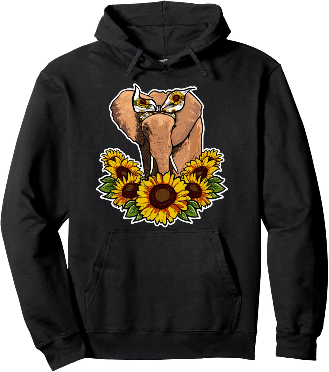 Süsses Elefant Liebe Geschenk Sonnenblumen Dekor Elefant Pullover Hoodie