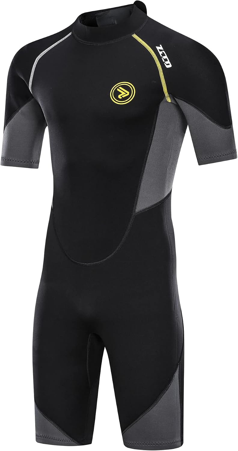ZCCO Herren Shorty Neoprenanzüge 1,5 mm Premium Neopren-Reissverschluss Kurzarm zum Tauchen, Speerfi