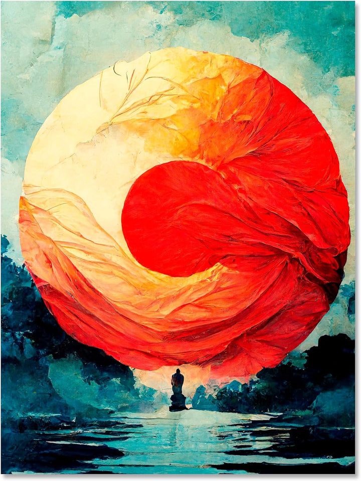 wandmotiv24 Leinwandbild Malerei, 80x60cm, Hochformat, Landschaft, Fantasy, Deko, Bilder auf Leinwan