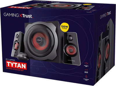 Trust Gaming GXT 38 2.1 Gaming Lautsprechersystem mit Subwoofer (für Smartphone/PC- Tablet, 120 Watt