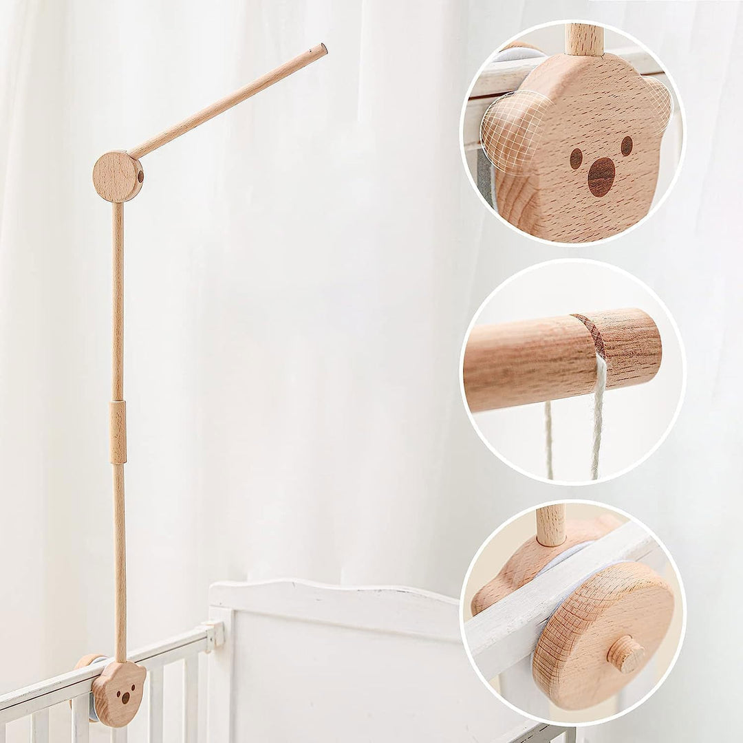 Mobile Halterung Holz,Baby Mobile Halterung für Babybett,Verstellbarer Mobile Halterung Wickeltisch