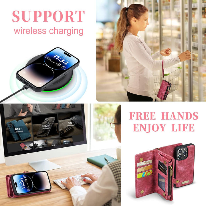 UFinetech iPhone 14 Pro Hülle, Flip Leder TPU Stossfeste Kartenfach Tasche Handyhülle iPhone 14 Pro