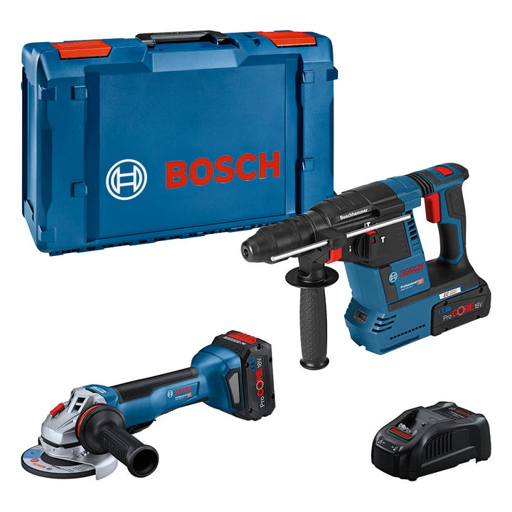 Bosch Professional Combo Kit GWS 18V-10 P + GBH 18V-26 C (inkl. 2x Akku ProCORE18V 5.5Ah, Ladegerät