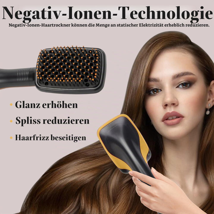 Haartrocknerbürste, 3 in 1 Negativ-Ionen-Haartrockner Heissluftbürste Haarstyling-Werkzeug, Glätteis