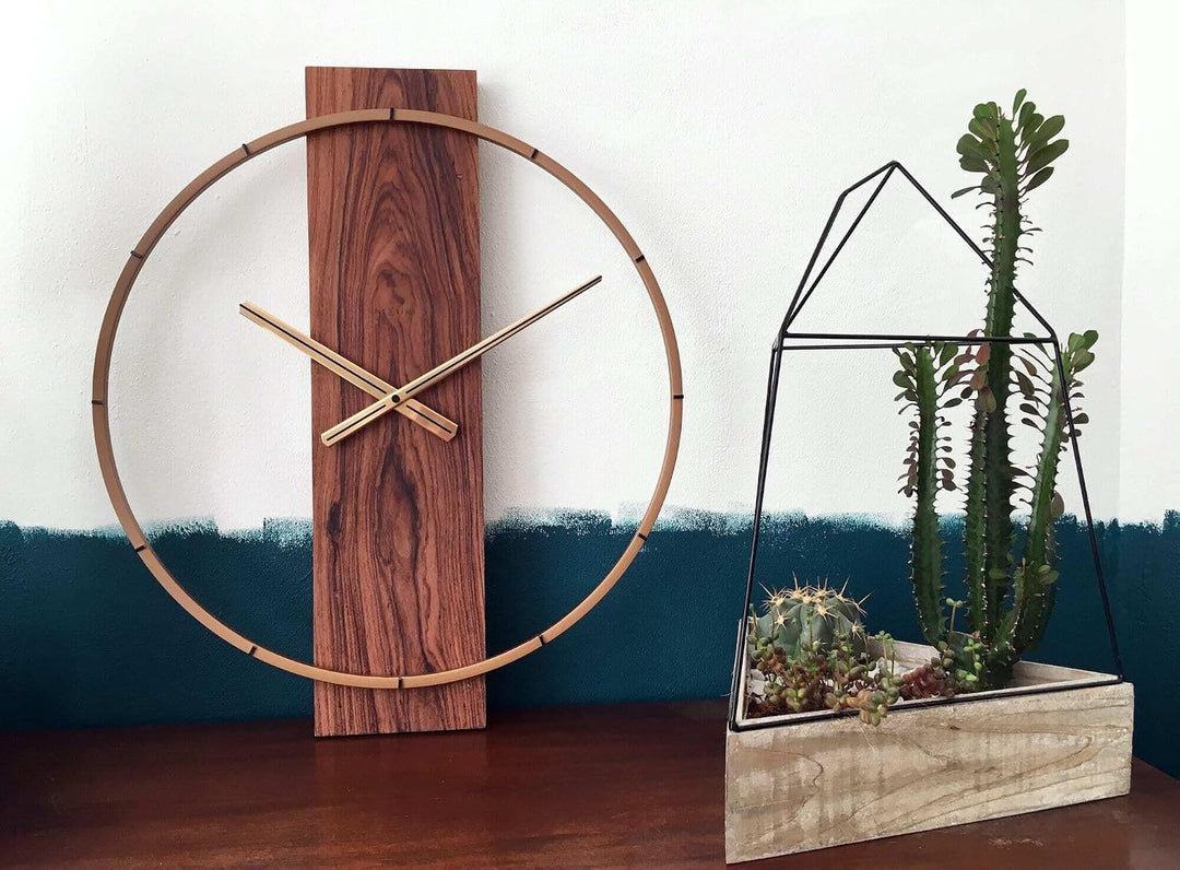 NeXtime Wanduhr "CARL", lautlos, aus Holz, Braun, 58,2 x 50,8 cm