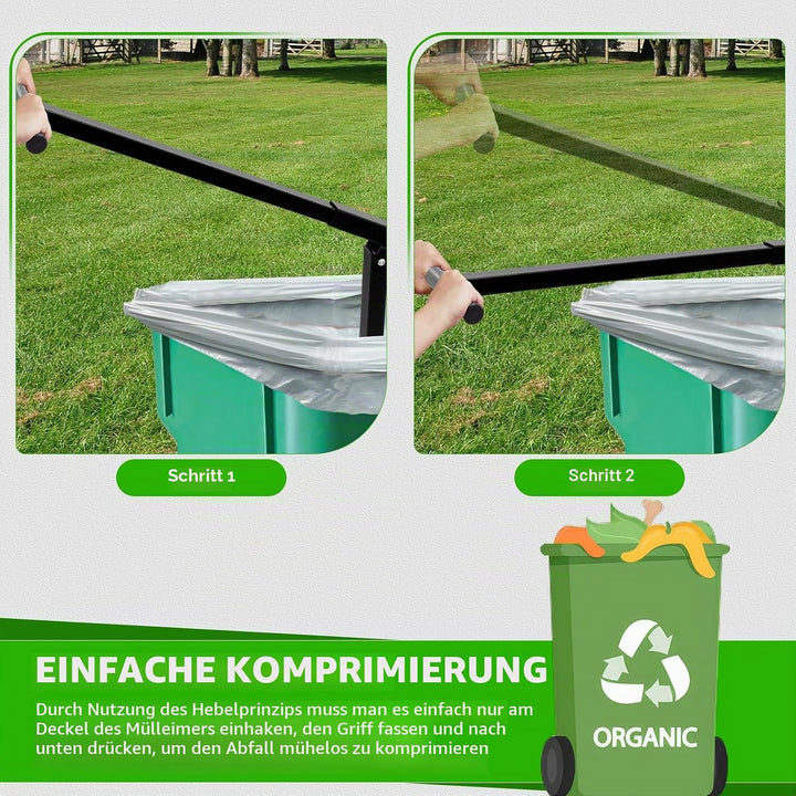 Sararoom Müllpresse | Manueller Müllverdichter | Höhenverstellbare Mülltonnen Presse für 120L-240L T
